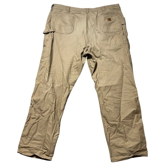 Carhartt Mens Dungaree Fit Canvas Work Pants 44x34 Tan Cotton - Picture 1 of 10